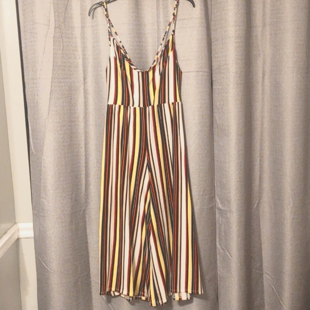 Poof New York striped Wide-Leg Jumpsuit Sz Small